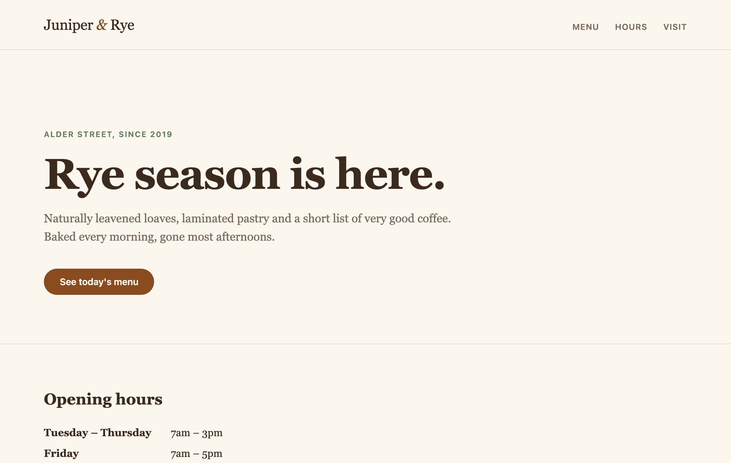 Juniper & Rye's website, built by asking